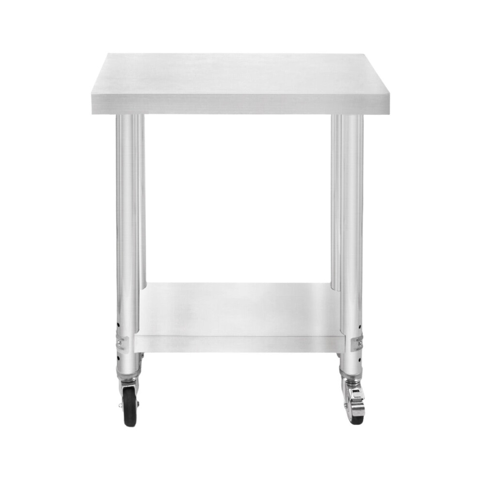 Catering Work Bench Table Stainless Steel Food Prep Kitchen Mobile 60cm x 30cm