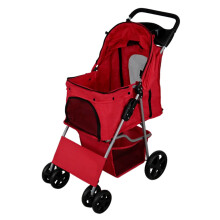 Poussette pliable pour animaux de compagnie (chien/chat) avec auvent, housse de pluie et porte-gobelets - jusqu'à 15 kg