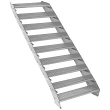 Metalltreppe mit 9 Abschnitten, höhenverstellbar, verzinkte Stahltreppe 90cm / 900mm