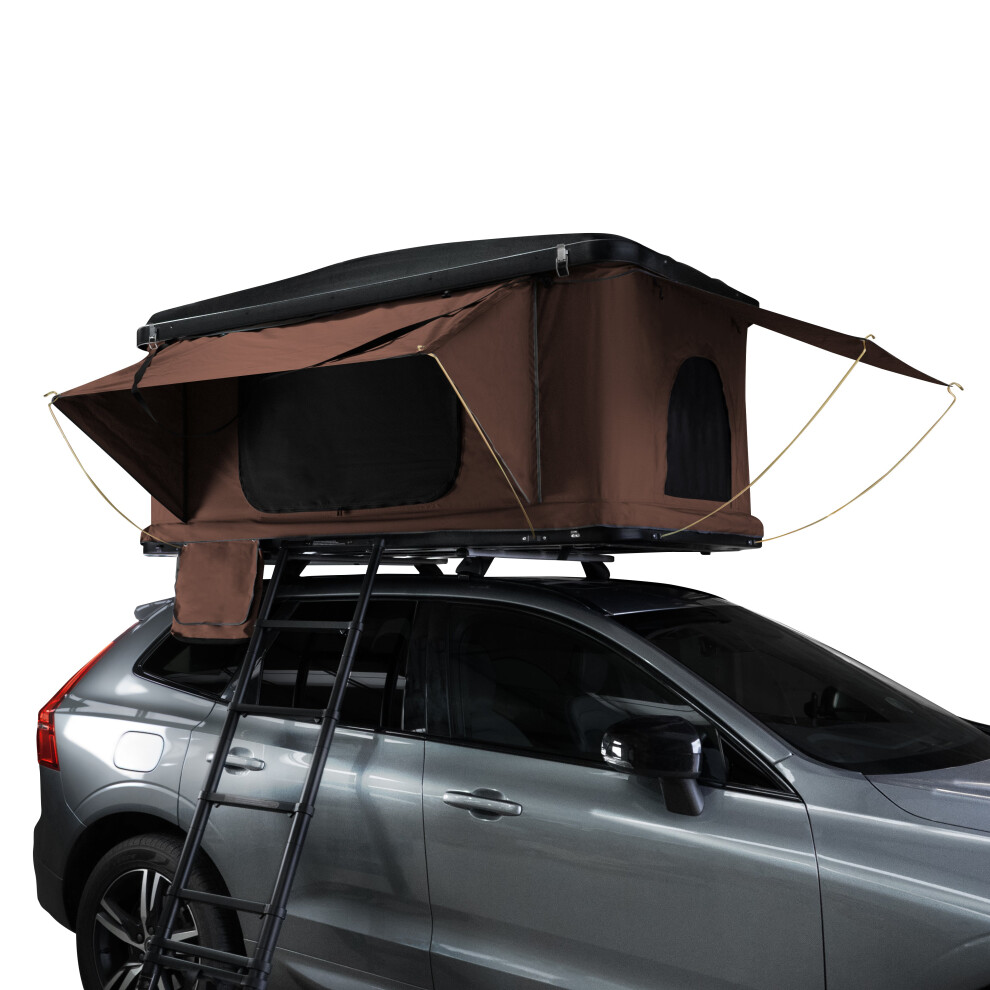 Brown Car Roof Tent Large Hard Shell Pop Up Shelter Camping 2-3 Person