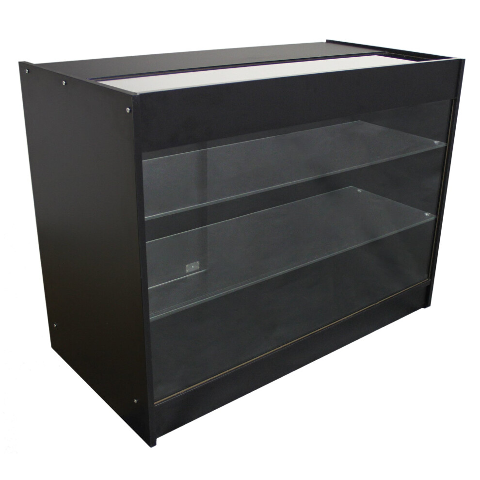 Retail Glass Shelf Product Display Counter Showcase Lockable Cabinet Black K1200