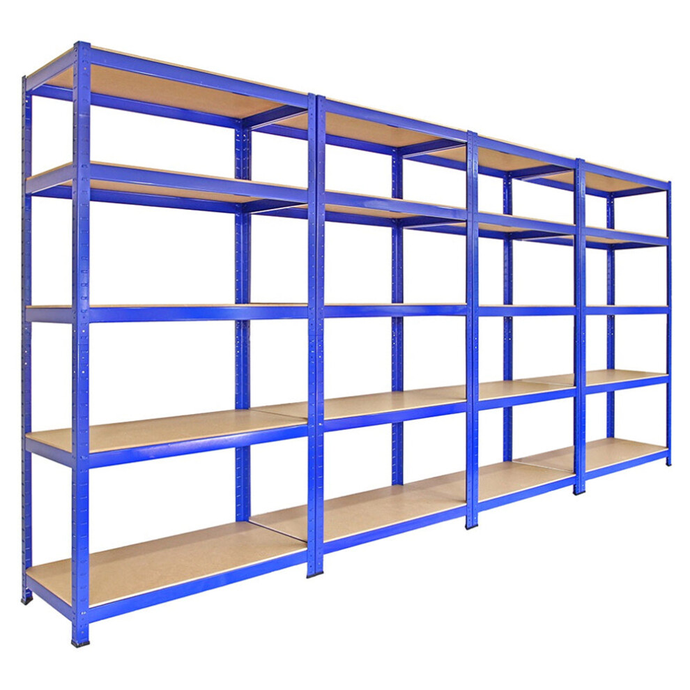 4 Blue Racking Shelving Unit 5 Tier Garage Shed Storage Boltless Heavy Duty 90cm
