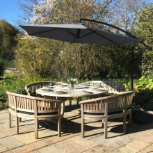 3m Garten Sonnenschirm Banane Hängende Freiarmschirm Kurbel Schatten Terrasse Außenbereich