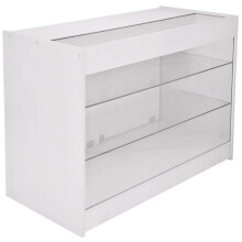 Einzelhandel Glasregal Produktauslage Zähler Vitrine abschließbar Schrank weiß K1200