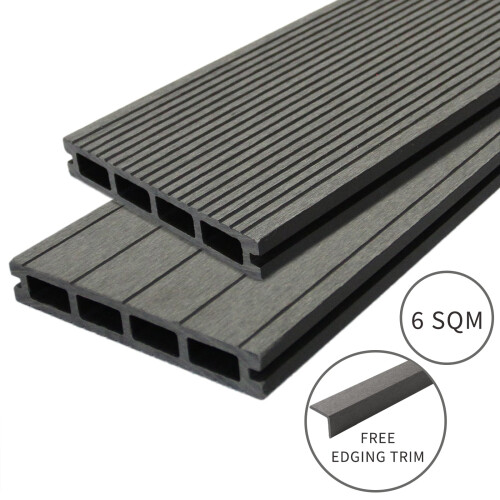 Composite Decking Boards Edging Wood Plastic Fixings Pack  / 6 SQM Castle Grey 1