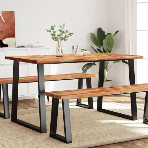 VidaXL vidaXL Dining Table with Live Edge 140x80x75 cm Solid Wood Acacia