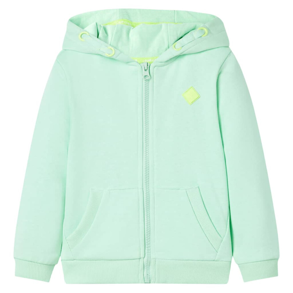 New Vidaxl Boys Kids' Hooded Sweatshirt With Zip Bright 116 Green