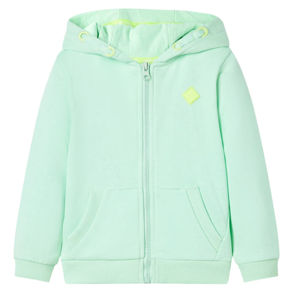 New Vidaxl Men's Kids' Hooded Sweatshirt With Zip Bright 104 Green