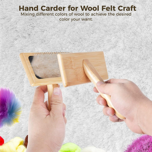 2PCS Cardadores de lã, 6,1 x 4,8 polegadas para lã, ferramenta de mistura de feltro de lã artesanal 2