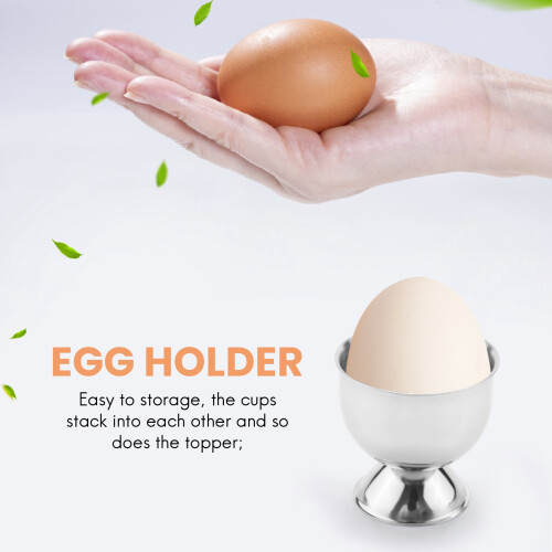 Egg Cup Tray Stainless Steel Boiled Egg Cup Holder Can Glasses 6 Sets 2