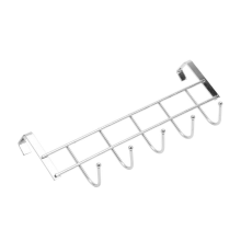 5 Hooks Over Door Home Bathroom Kitchen Rack Holder Shelf,Silver