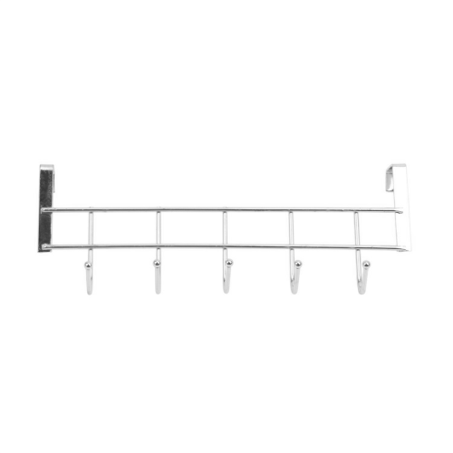 5 Hooks Over Door Home Bathroom Kitchen Rack Holder Shelf,Silver 1