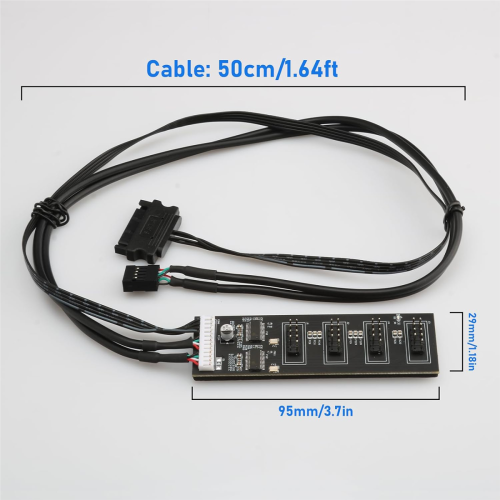 9Pin USB Header Splitter met SATA-voedingskabel, interne USB-hub 1