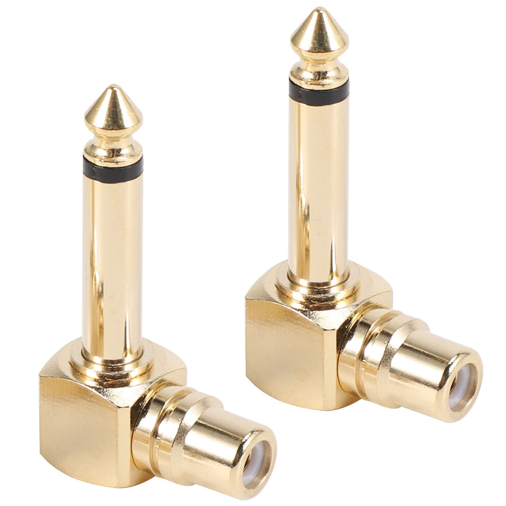 Rca Female Jack To 1/4 Inch Mono Male Plug Right Angle Audio Adapter 4854121538388