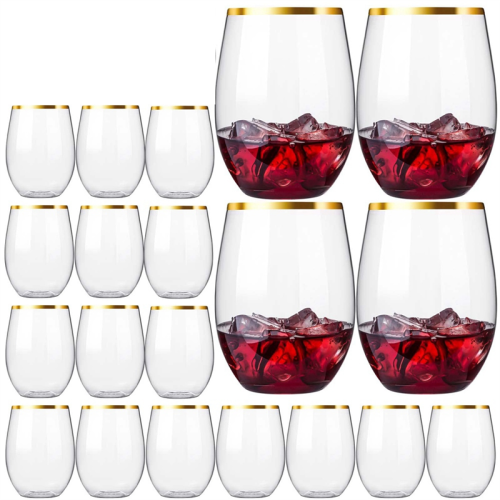 Disposable Stemless Wine Glasses, Plastic Wine Cups