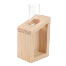 Crystal Glass Test Tube Vase in Wooden Stand Flower Pots