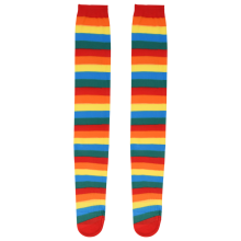Chaussettes à rayures arc-en-ciel colorées au-dessus du genou Costume de clown rayé