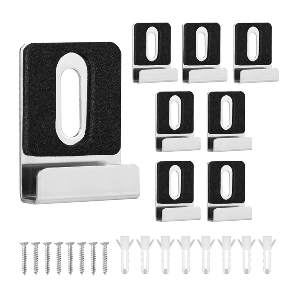8Pcs Metal Mirror Holder Kit, Mirror Clips With Screws Silver 4852221443311