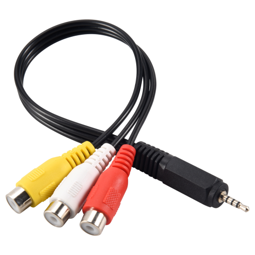 2,5 mm mini AV-hane till 3RCA-hona, m/f, ljud- och videoadapterkabel 1