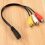 2,5 mm mini AV-hane till 3RCA-hona, m/f, ljud- och videoadapterkabel 4