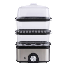 3-Tier Food Steamer Electric 500W, 3L Capacity, 60-Minute Timer, 8-Egg Capacity