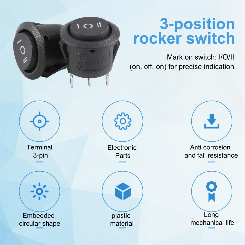 Interrupteur &agrave; Bascule Rond &eacute;tanche 12V 20A, 5 Pi&egrave;... - Grandado