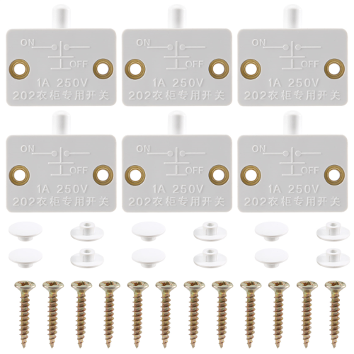 6Pcs Door Led Switch for Closet Light,Electrical Lamp Switches,White 1