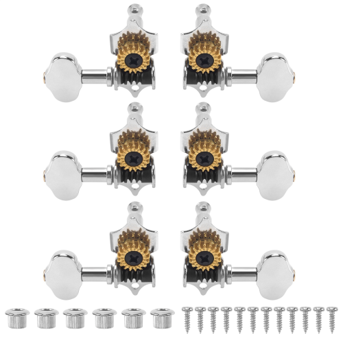 6 st 1:18 stämskruvar för gitarrsträngar för akustisk gitarr eller gitarr silver 2