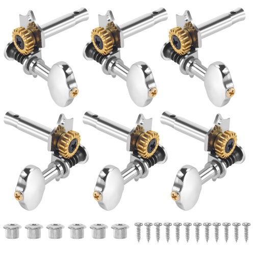 6 st 1:18 stämskruvar för gitarrsträngar för akustisk gitarr eller gitarr silver 1