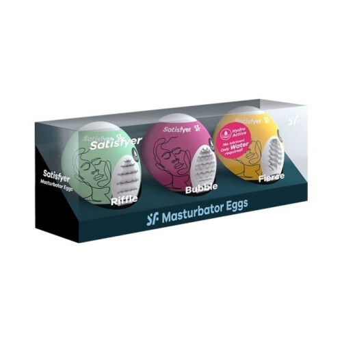 Satisfyer Masturbator Egg 3 Set Riffle, Bubble, Fierce - Male Stroker Sex Toy for Men 1