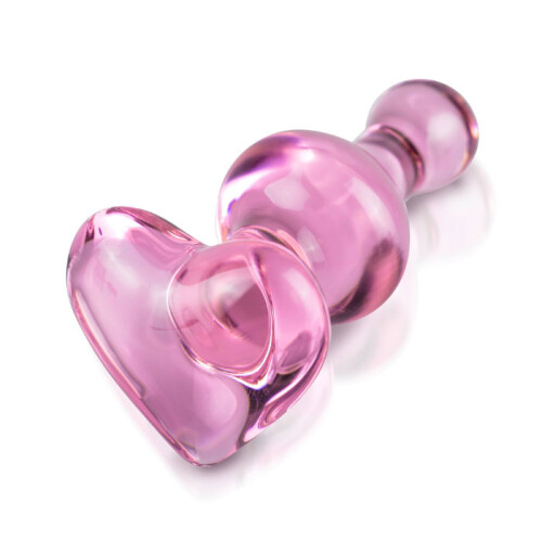 Icicles No.75 Pink Heart Glass Butt Plug 1