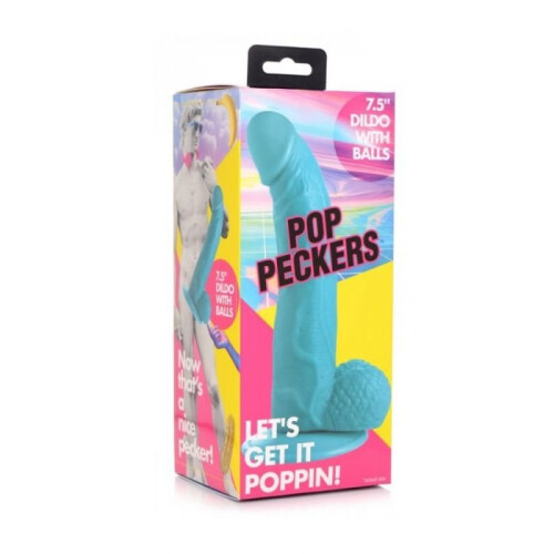 Pop Peckers Dildo With Balls Blue 7.5 Inch 1