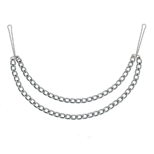 Silver Nipple Clamps With Double Chain 1