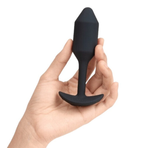 b-Vibe Vibrating Snug Plug 2 Medium Rechargeable Weighted Silicone Butt Plug 4.4 Inch Black 2