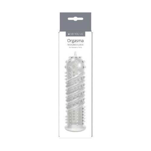 Me You Us Orgasma Textured Rubber Sleeve Clear 1