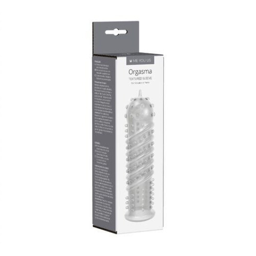 Me You Us Orgasma Textured Rubber Sleeve Clear 2
