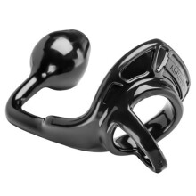 Perfect Fit Armour Tug Lock Sort Penisring med Plug