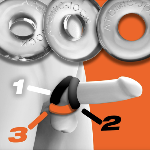 Oxballs Ringer Stretchy Cock Ring Set Clear (3 Pack) 1