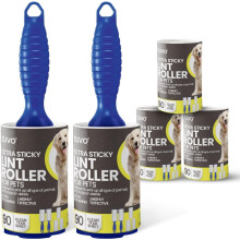 Zuvo Lint Roller 2 Handles and 5 Refills, Pet Hair Remover for Clothes