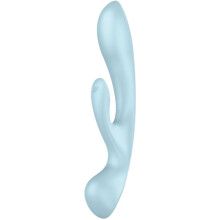 Satisfyer Triple Oh Rechargeable Wand Massager and Rabbit Vibrator Blue