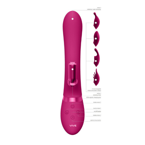 Vive Chou Double Action Interchangeable Rabbit Vibrator Pink 2