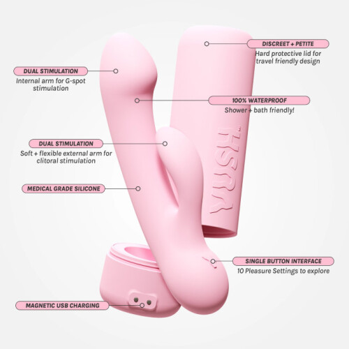Vush Glow Compact Rechargeable Pink Rabbit Vibrator 1