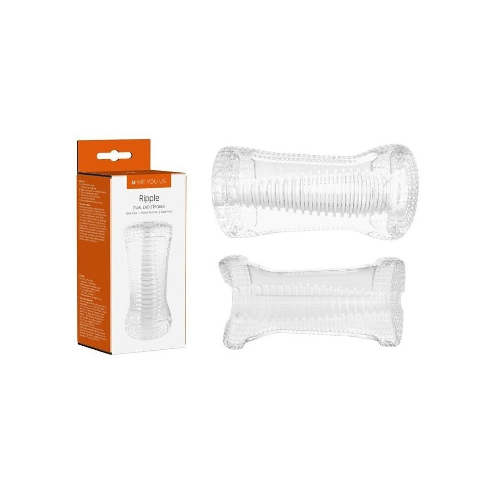 Me You Us Ripple Dual End Pocket Stroker Waterproof Men's Masturbator Transparent Insertable 5.1 Inch