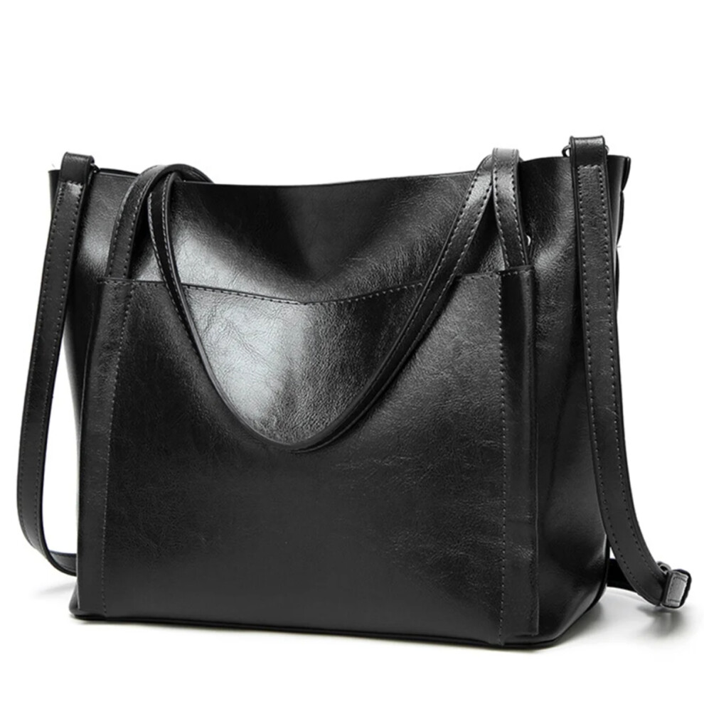 New Women's (Black) Vintage Style Handbag Elegant Leather Shoulder And Crossbody Bag Black