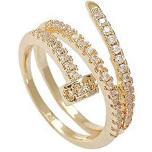 (As show, One size) Nail Ring for Women Girls Cubic Zirconia Rings Delicate Coil Rings KPOP Index Finger Ring Gold Nail Forefinger Rings Adjustable Open Rings Birthday Ch