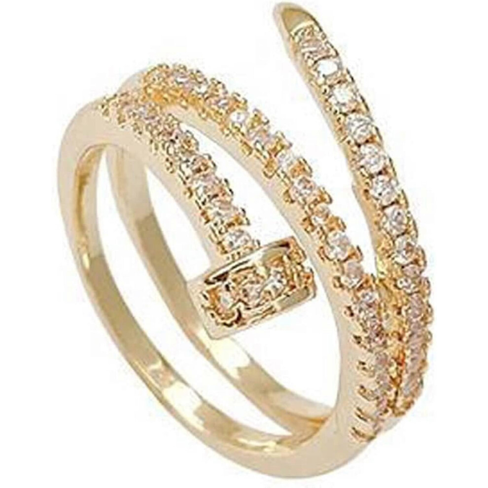 Konhill (As Show, One Size) Nail Ring For Women Girls Cubic Zirconia Rings Delicate Coil Rings Kpop Index Finger Ring Nail Forefinger Rings Adjustable Op Gold