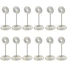 (silver, One size) 12 Pack Table Number Card Holders Photo Holder Stands Place Paper Menu Clips, Circle Shape