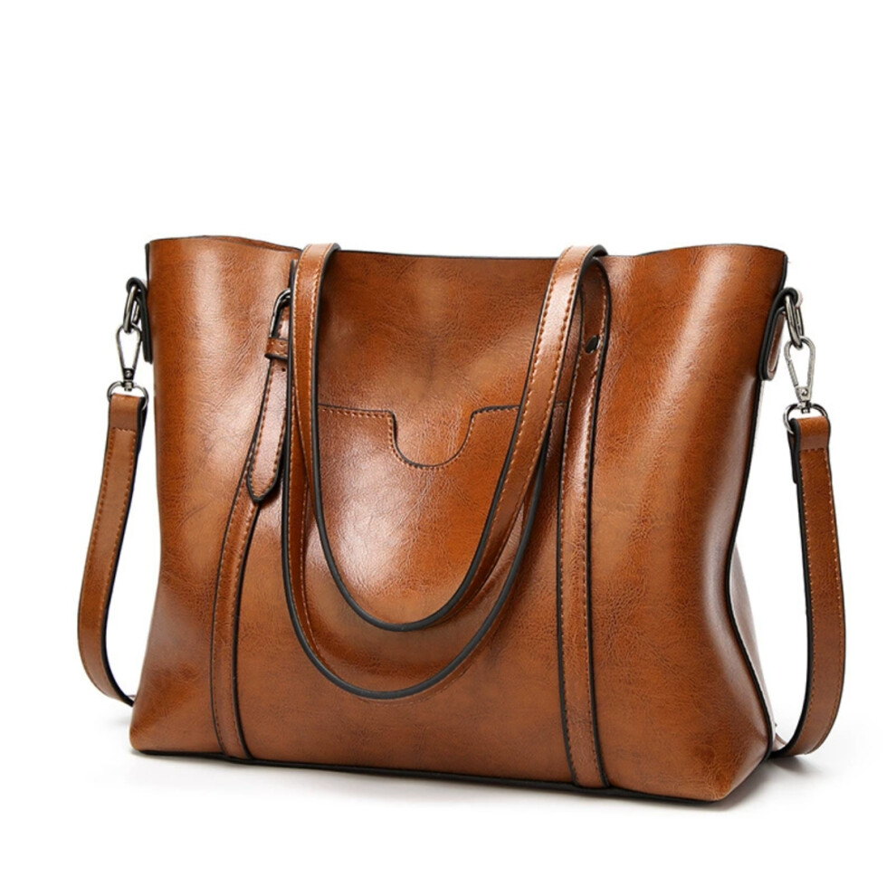(brown) Genuine Leather Women's Tote Bag Elegant Shoulder And Crossbody Handbag