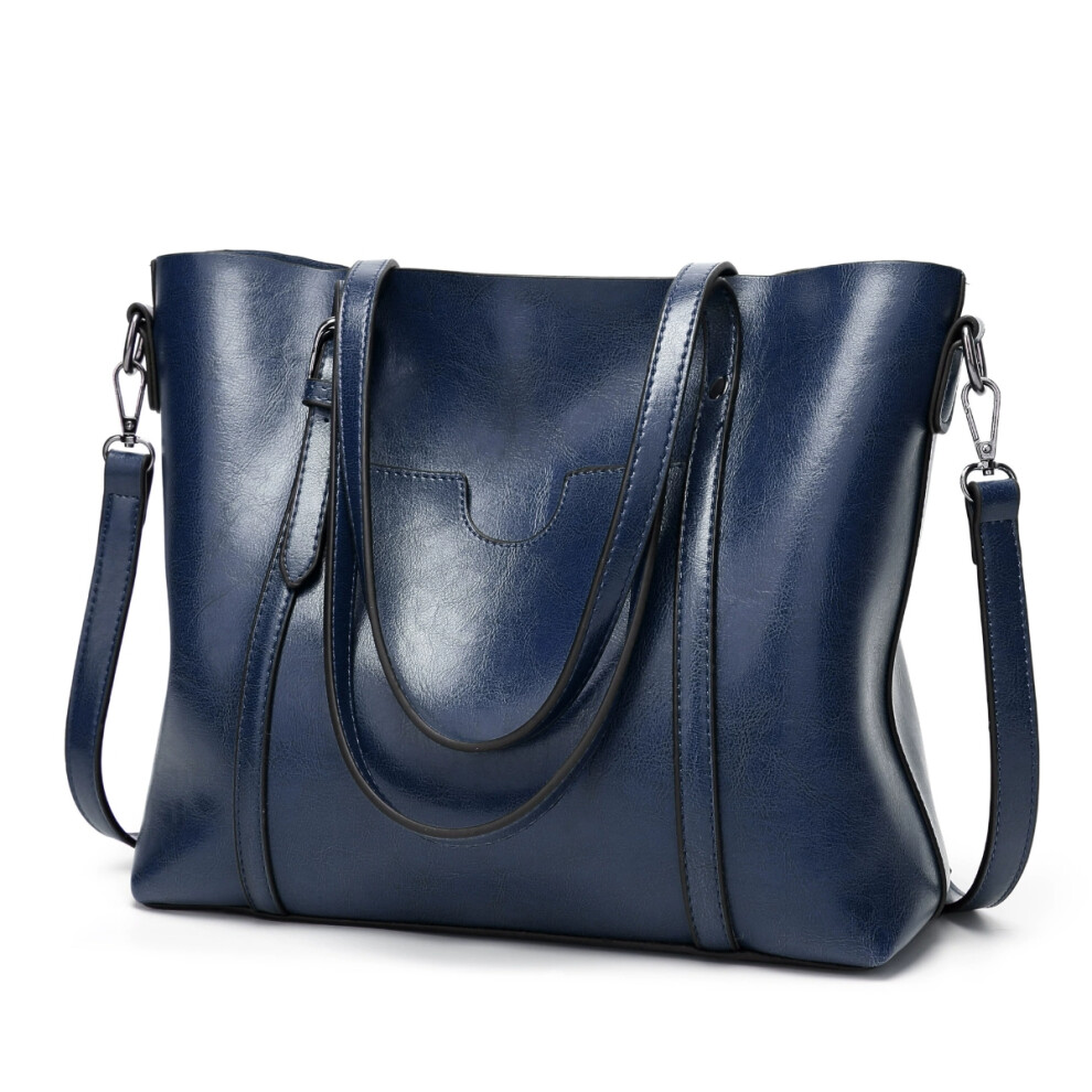 (dark blue) Genuine Leather Women's Tote Bag Elegant Shoulder And Crossbody Handbag