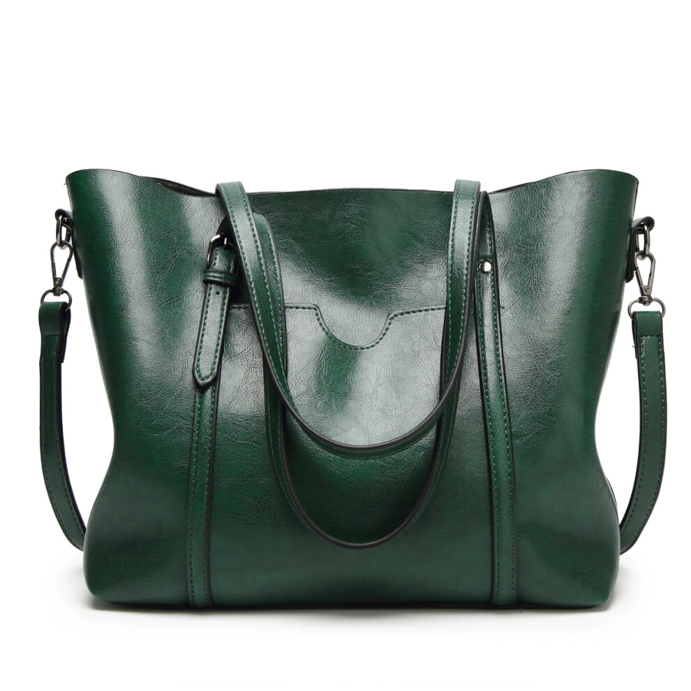 (green) Genuine Leather Women's Tote Bag Elegant Shoulder And Crossbody Handbag